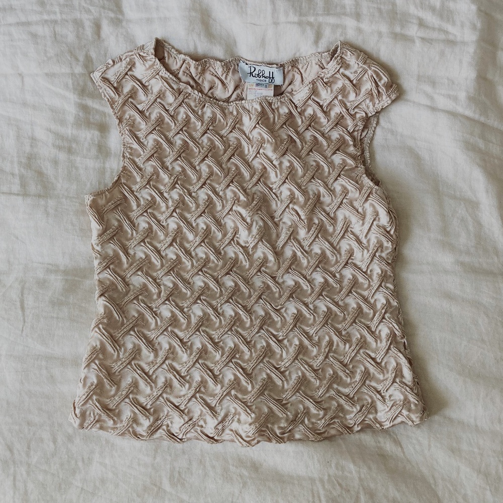 Incredible Vintage Textured Champagne Top L